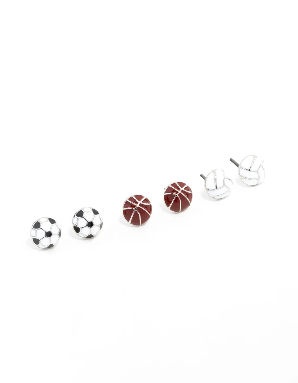 Sports Balls Stud Earrings 3-Pack Set