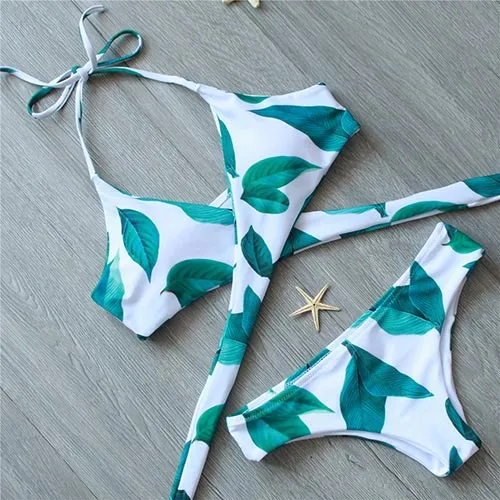 Strappy Bandage Snakeskin Pattern Bralette Swimsuit Women Swimwear Push Up Bikini 2016 Bathing Suit Brazilian Sexy Biquini E631