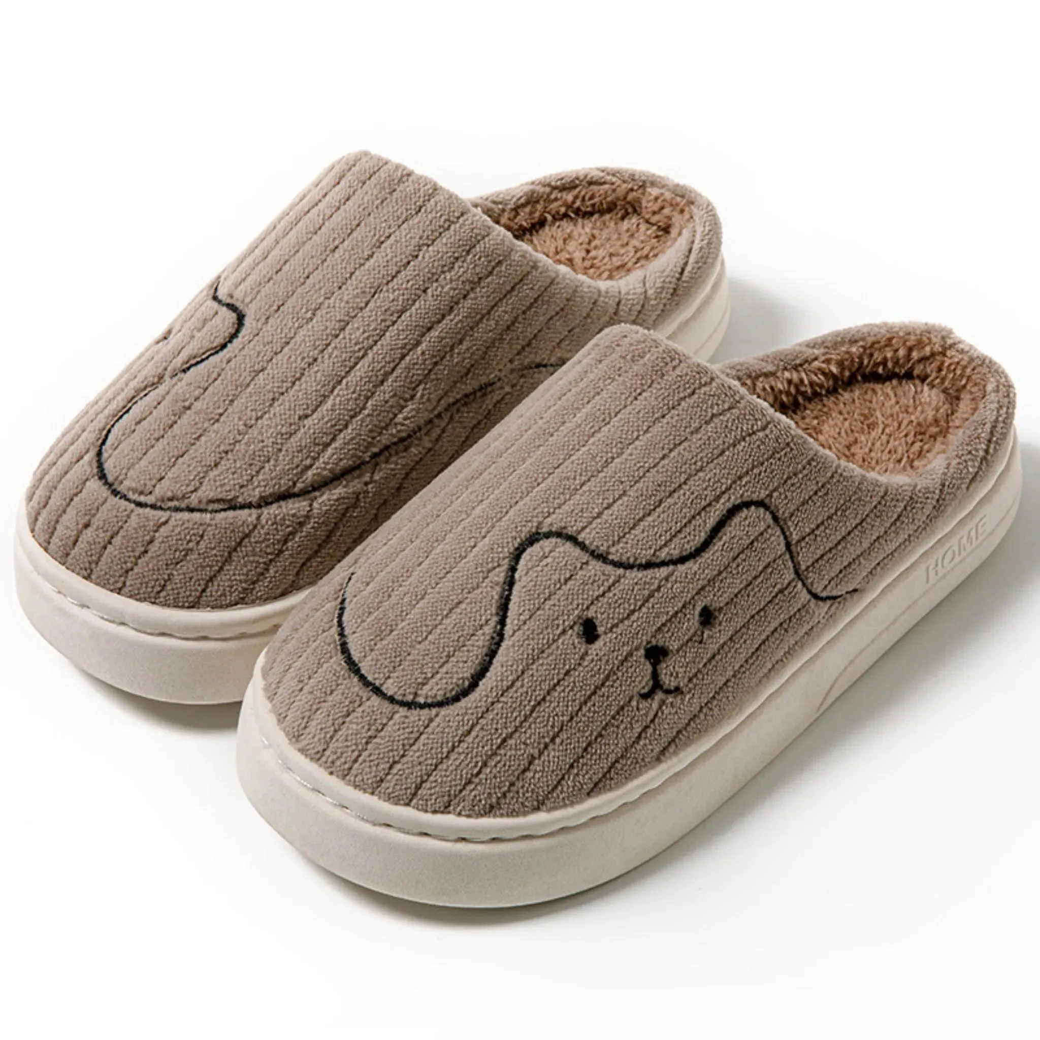 Striped Cat Slippers – Warm Non-slip Indoor House Shoes for Couples