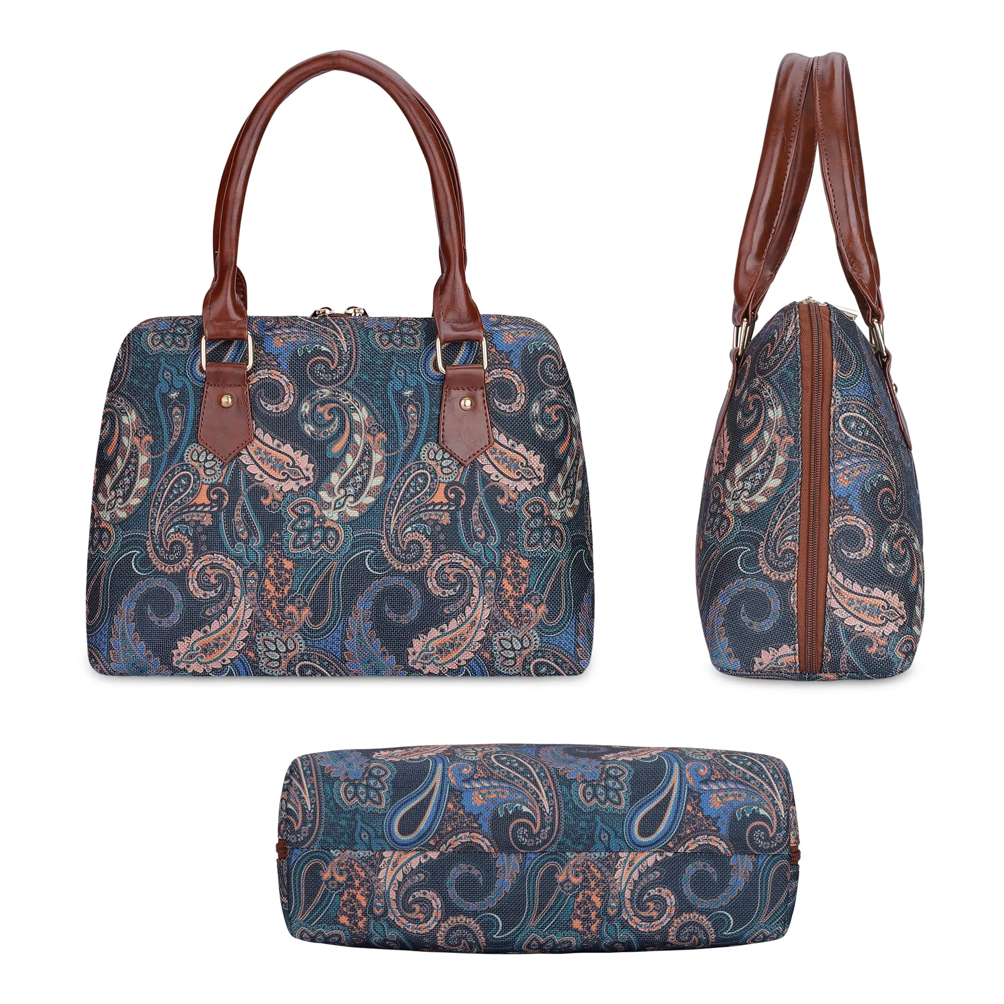 THE CLOWNFISH Montana Series Handbag for Women Office Bag Ladies Purse Shoulder Bag Tote For Women College Girls (Peacock Blue)